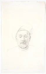 Bearded Male Portrait, Seen En Face, with Turban