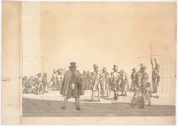 Preliminary Study for the Painting "The Arrest Building at the Town Hall and Courthouse"
