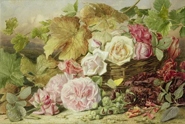 Peonies, Roses and Hollyhocks, 1862