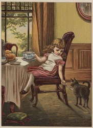 Girl with black cat
