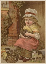 Girl with kittens