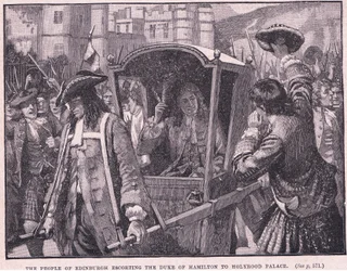 The people of Edinburgh escorting the Duke of Hamilton to Holyrood Palace AD 1706