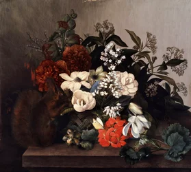 Still Life with Squirrel and Geraniums