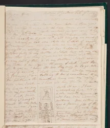 Elizabeth Gwillim at Her Writing Desk, Sketch in a Letter to Hester James, 7 February 1802