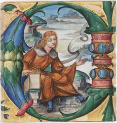 Gradual, Cutting with an Historiated Initial C of St. John the Baptist, from an Antiphonary, Milan, 1515 (Recto)