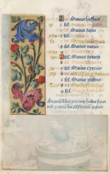 Flower Panel with Acanthus, Pink and Caterpillar, from the Hours of Louis XII, 1498-99