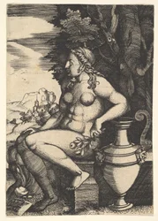 Seated Nude Next to a Vase