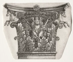 Base and Capital with Figure of Fame and Winged Horses, c. 1525-1550