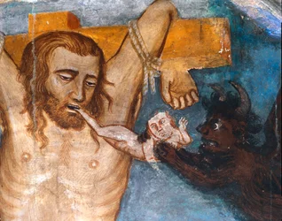The Unrepented Thief, Crucified with Jesus, His Soul is Torn from His Mouth by a Demon