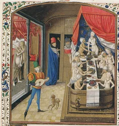 A Bathhouse. From Facta et dicta memorabilia by Valerius Maximus, ca. 1470
