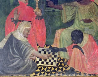 A Moor and a Christian playing Chess, from the Altarpiece of SS Nicholas, Claire and Anthony Abbot