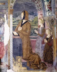 Fresco in chapel at Basilica of Santa Maria Assunta, Serralunga di Crea, Piedmont Region, Italy