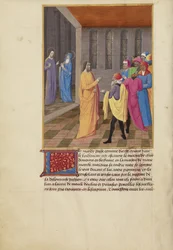 Judas Conspiring with the Jews and Christ Speaking to the Virgin