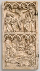 Leaf from a Diptych with the Crucifixion and Nativity, German, ca. 1375-1400