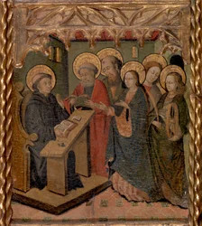 The Virgin Mary and Saints Peter, Paul, John the Evangelist, and Catherine of Alexandria Appearing to Saint Martin