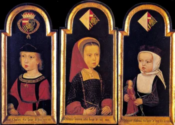 Archduke Charles, the later Holy Roman Emperor Charles V, with his sisters Eleanor and Isabella at the age of 2 years, 1502