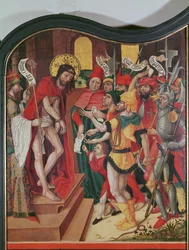 Ecce Homo, top of the interior right panel of an altarpiece of the Passion