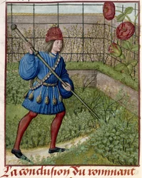 The Lover, in the garden, tends the Rose