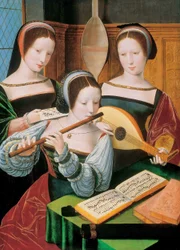 Female Musicians / Three Ladies Playing Music