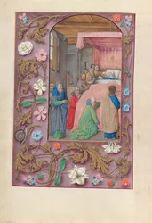 Hours of Queen Isabella the Catholic, Queen of Spain: Fol. 154v, Death of the Virgin
