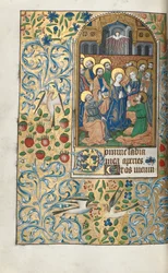Book of Hours Use of Rouen: fol. 99v, Pentecost, c. 1470