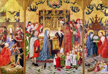 Altarpiece of the Seven Joys of the Virgin, Depicting the Adoration of the Magi, The Presentation in the Temple and Christ Appearing to Mary, c.1480