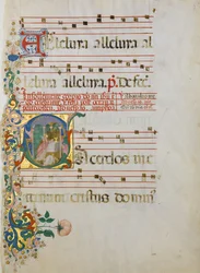 Manuscript Leaf with the Celebration of a Mass in an Initial S