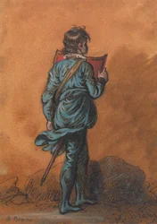 A Page Boy in Blue with a Red Shield