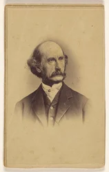 Unidentified bald man with moustache, printed in vignette-style