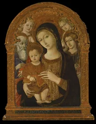 The Virgin and Child Between Saints John the Evangelist, James and Two Angels