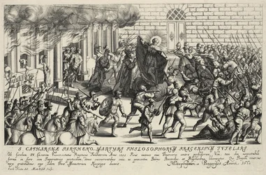 Saint Catherine Protects Charles IV During the Pisan Popular Revolt in May 1355