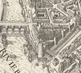 Hôtel de Nevers on 1615 Merian plan of Paris