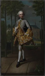 Portrait of Gerard Cornelis van Riebeeck, Secretary of Delft, presumably standing in front of his Country House Essensteyn at Voorburg