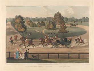Coaching: His Majesty King George IV. Travelling - View Hyde Park
