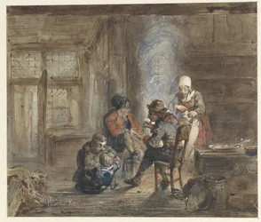 Interior with a Family Around a Hearth