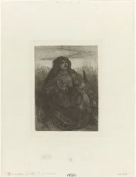 Woman in a Landscape (Woman with Spinning Wheel)
