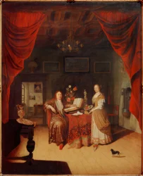 A Scholar and His Wife in an Interior