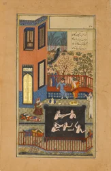 The Eavesdropper, Folio 47r from a Haft Paikar Seven Portraits of the Khamsa, ca. 1430