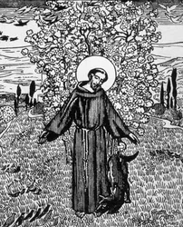 St Francis of Assisi (1181-1226), engraved by Jacques Beltrand after drawing by Maurice Denis
