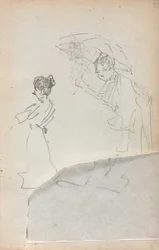 Italian Sketchbook: Standing Woman in Profile & Man with an Umbrella Page 2