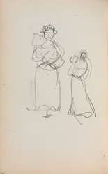 Italian Sketchbook: Two Standing Women Holding Infants (page 140)