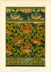 Art Nouveau Ornamentation with Birds, Squirrels and Floral Elements