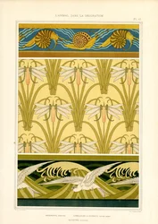 Borders and Surface Patterns with Marine Animals, Dragonflies and Seagulls