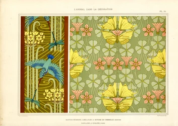 Butterflies and Birds as Art Nouveau Ornamentation