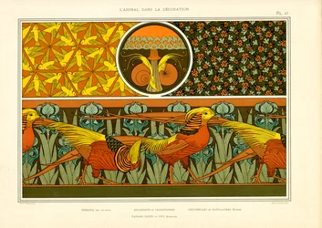 Decorative Ornamental Patterns with Pheasants, Birds and Ladybugs