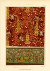 Surface Pattern with Pheasants and Wine Border