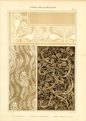 Three-Part Animal Ornamentation with Rooster, Seahorses, and Lizards