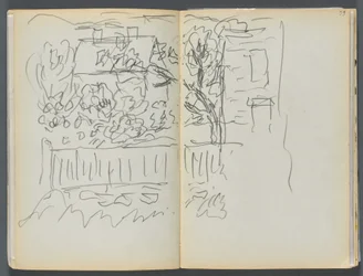 Sketchbook - The Granite Shore Hotel, Rockport, page 058 & 59: House and Fenced Garden