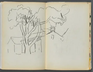 Sketchbook- The Granite Shore Hotel, Rockport: Tree with Houses