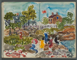 Sketchbook, The Dells, No. 127, page 156 & 157: Coastal Landscape with Figures